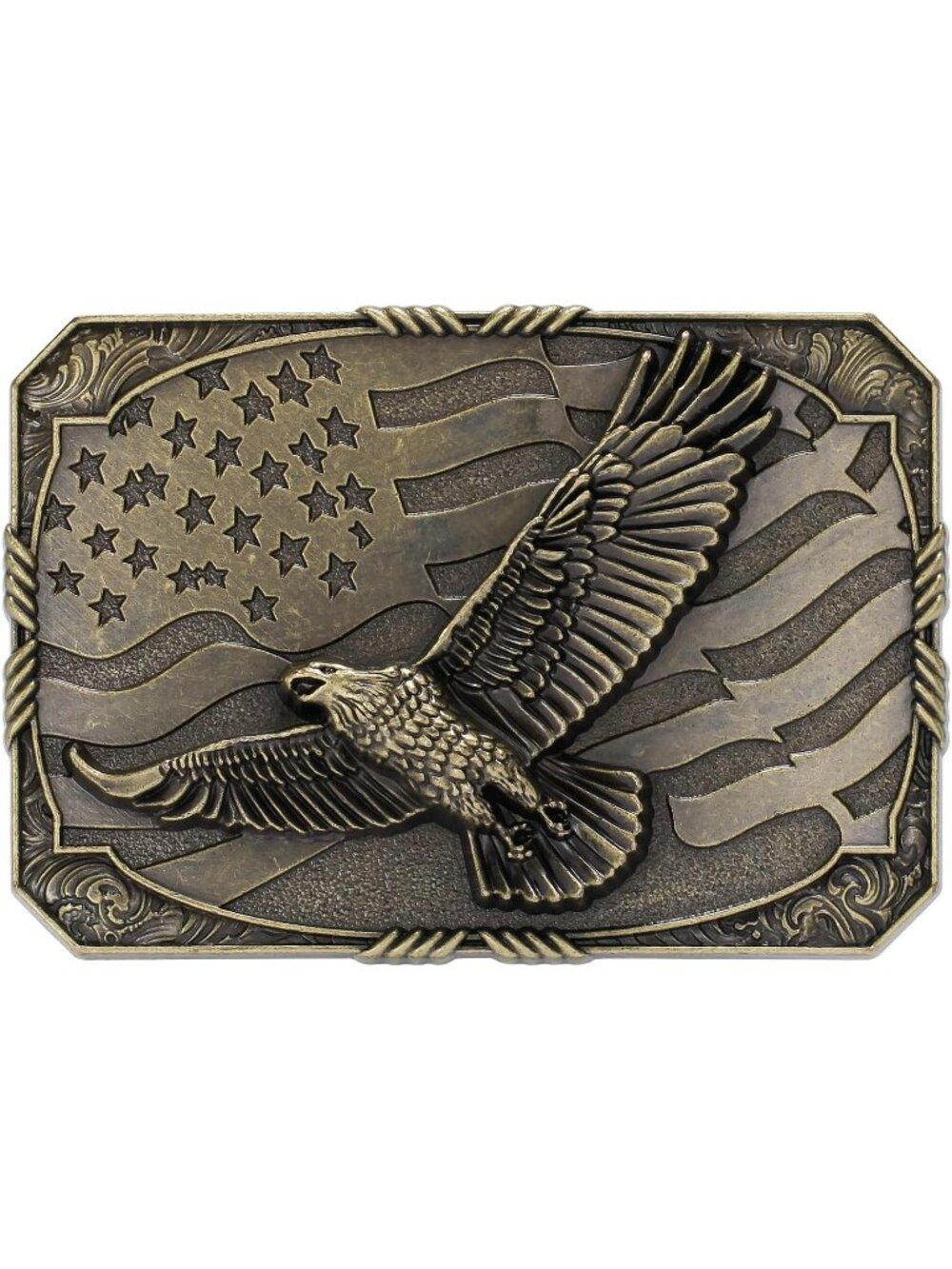 Men Brass Liberty Eagle Cowboy Western Belt Buckle American Flag Eagle Gift Belt